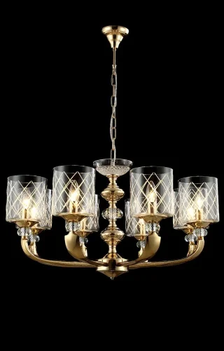Люстра подвесная GRACIA SP8 GOLD Crystal Lux прозрачная на 8 ламп, основание золотое в стиле классический современный фото 4
